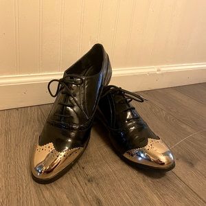 ASOS Gold Toe Patent Vegan Leather Oxfords
